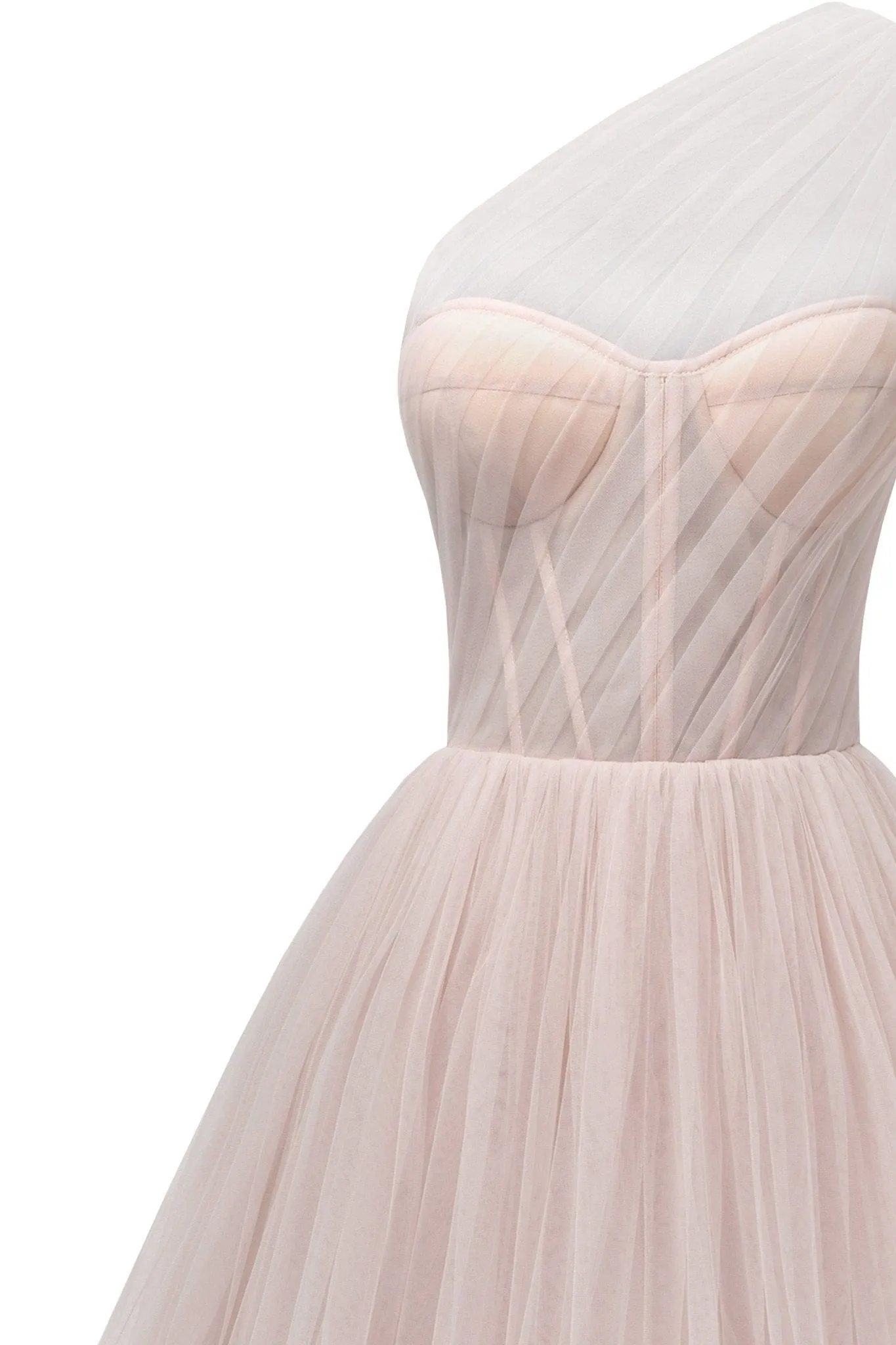 Misty Rose One-Shoulder Cocktail Tulle Dress - OWNCI Misty Rose One-Shoulder Cocktail Tulle Dress - OWNCI