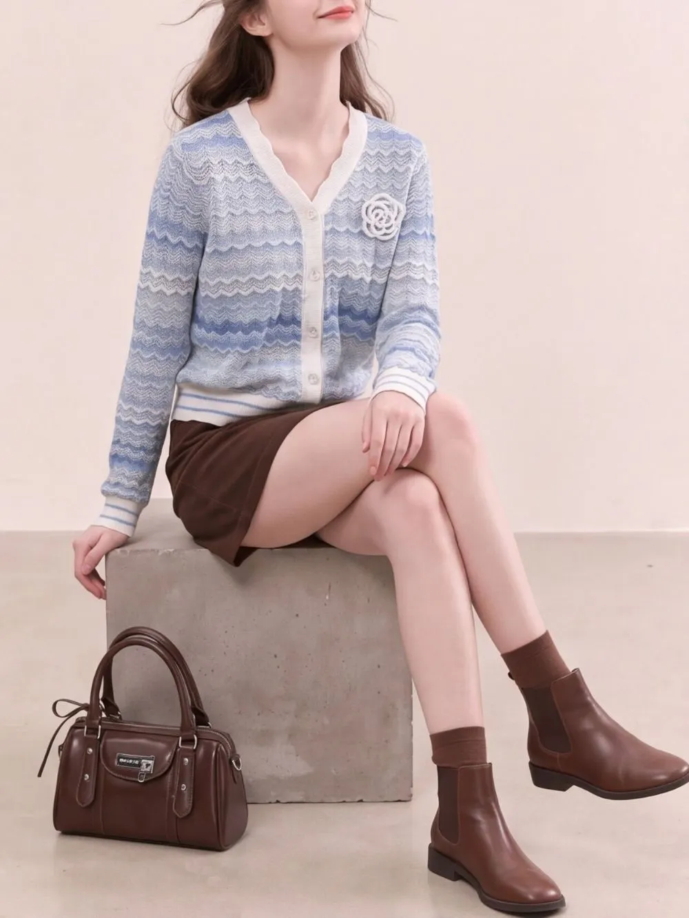 Minnie Blue Stripe Cardigan - OWNCI Minnie Blue Stripe Cardigan - OWNCI