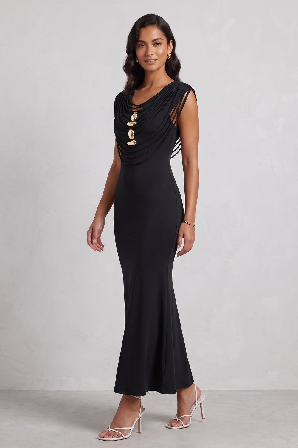 Black Stretchy Jersey Knit Mermaid Dress - OWNCI