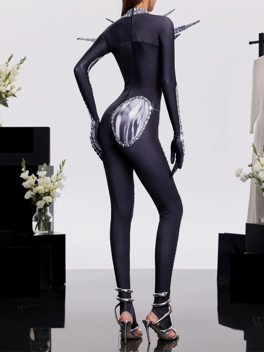 Prynex Long Sleeve Crystal Jumpsuit - OWNCI
