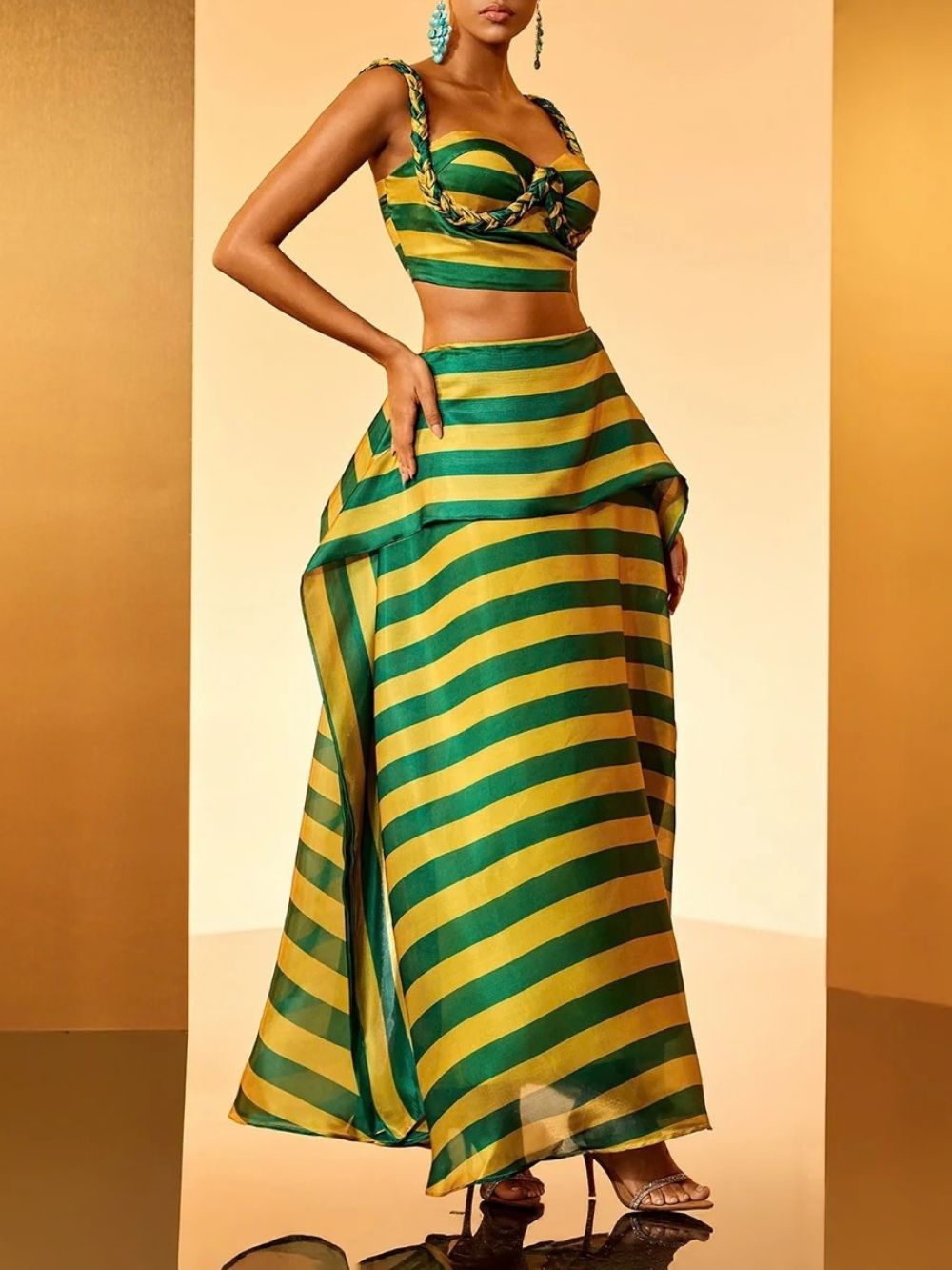 Haloke Weave Stripe Skirt Set - OWNCI Haloke Weave Stripe Skirt Set - OWNCI