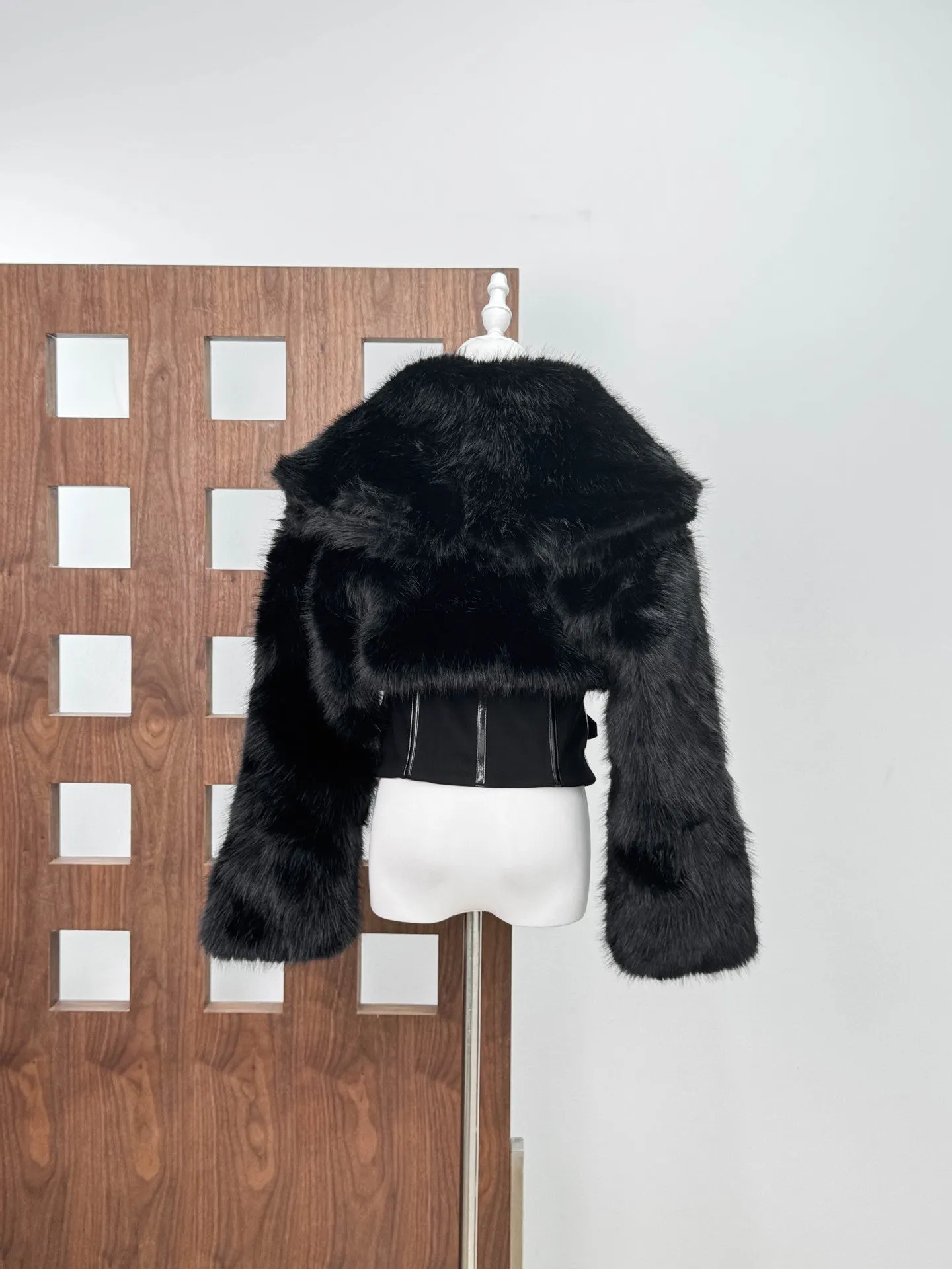 Adelaide Faux Fur Corset Jacket In Black - OWNCI Adelaide Faux Fur Corset Jacket In Black - OWNCI