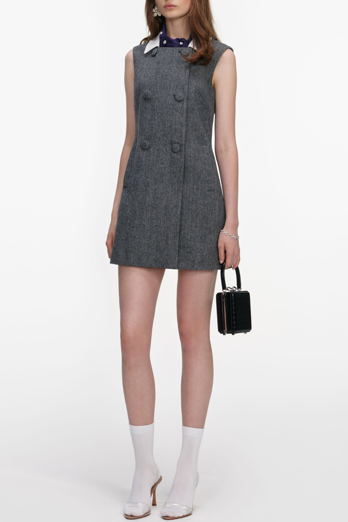 Euryda Herringbone Scarf Sleeveless Mini Dress - OWNCI