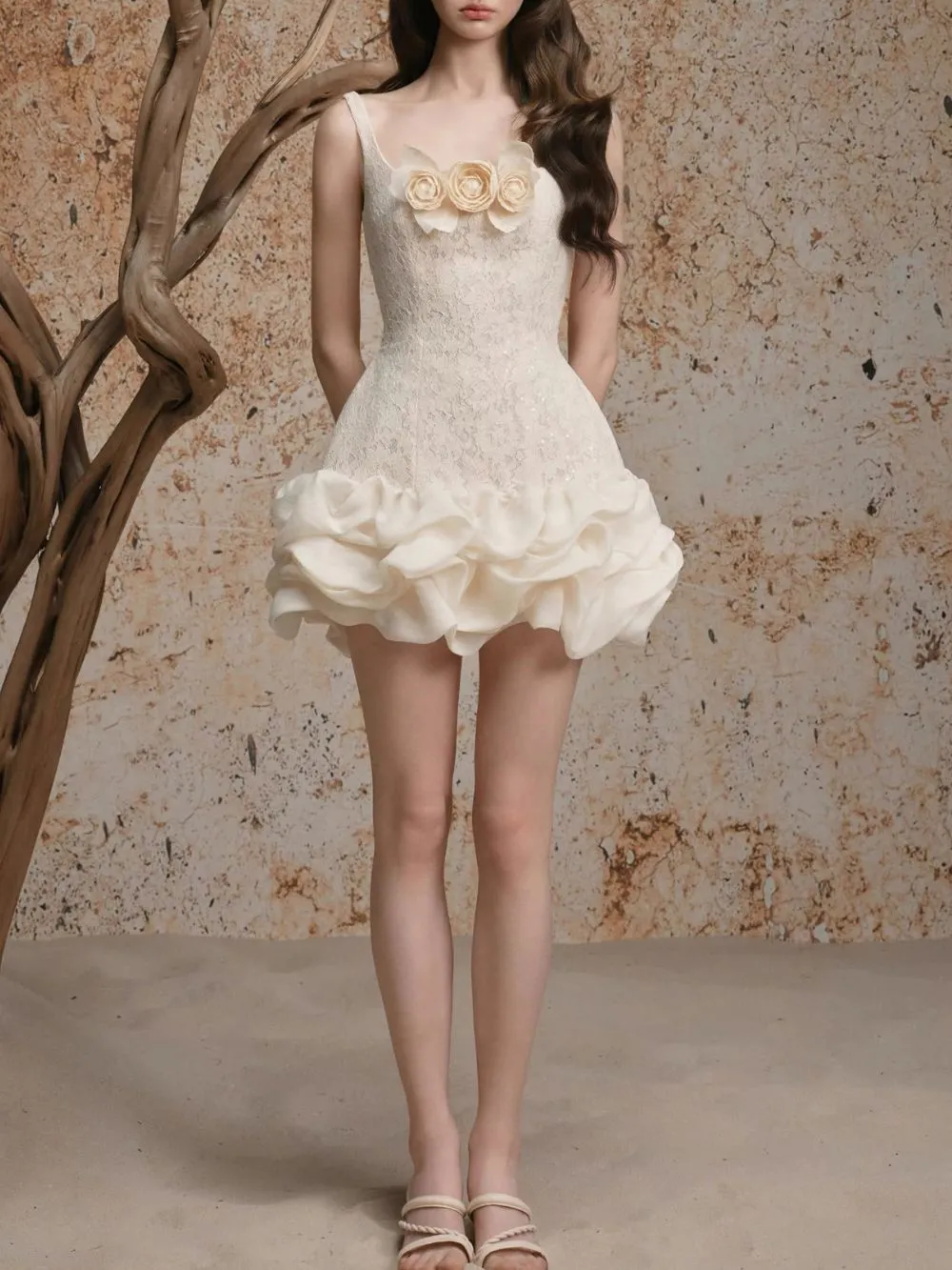 Michelina Flower Lace Mini Dress - OWNCI Michelina Flower Lace Mini Dress - OWNCI