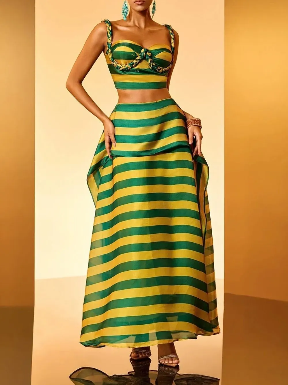 Haloke Weave Stripe Skirt Set - OWNCI Haloke Weave Stripe Skirt Set - OWNCI