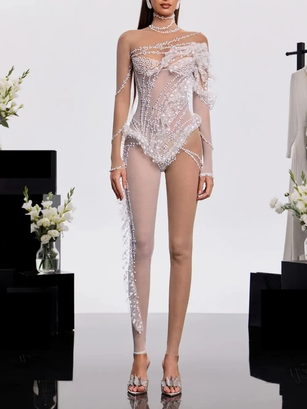 Fardex High Neck Pearl Jumpsuit - OWNCI Fardex High Neck Pearl Jumpsuit - OWNCI