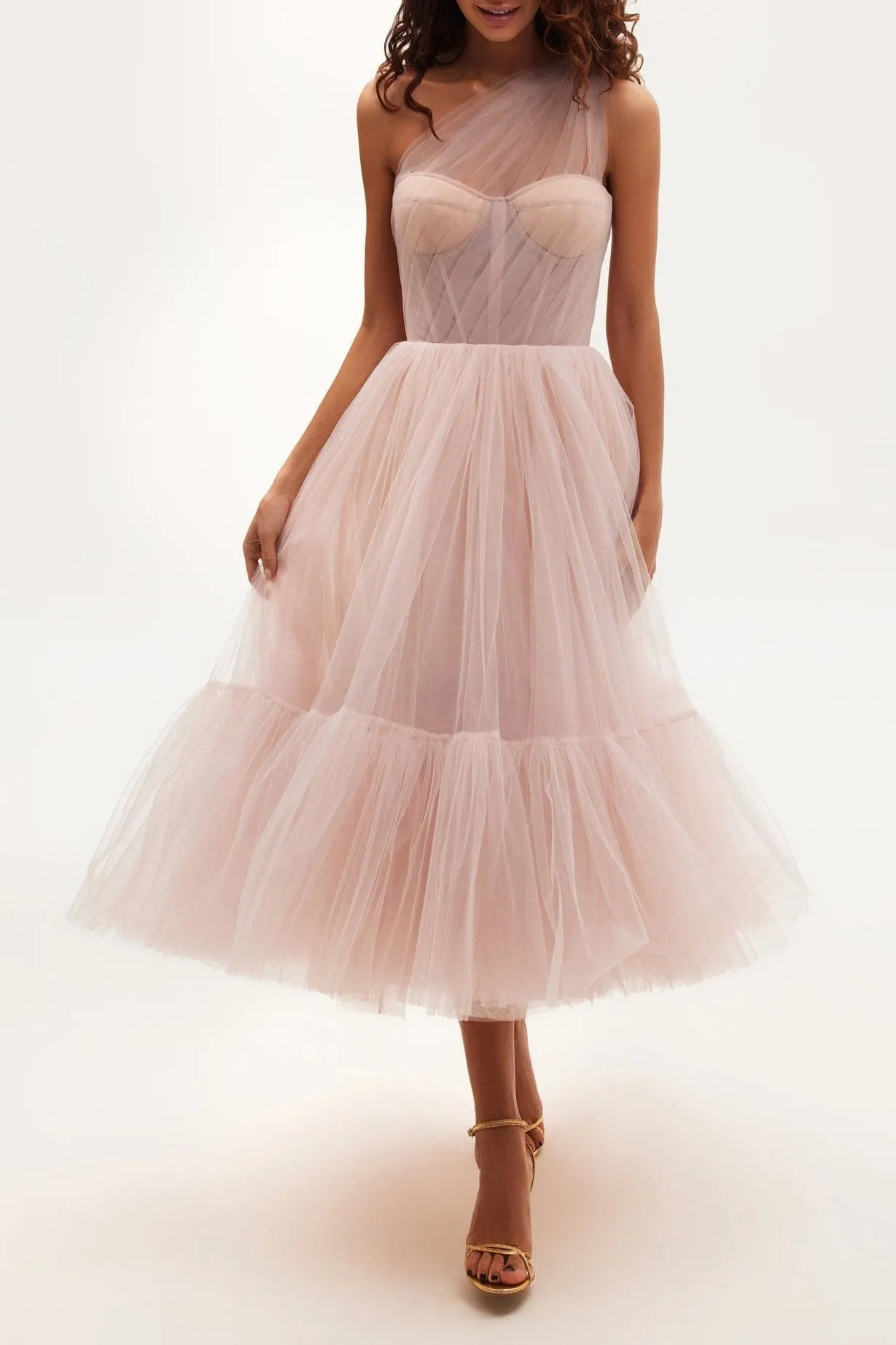 Misty Rose One-Shoulder Cocktail Tulle Dress - OWNCI Misty Rose One-Shoulder Cocktail Tulle Dress - OWNCI