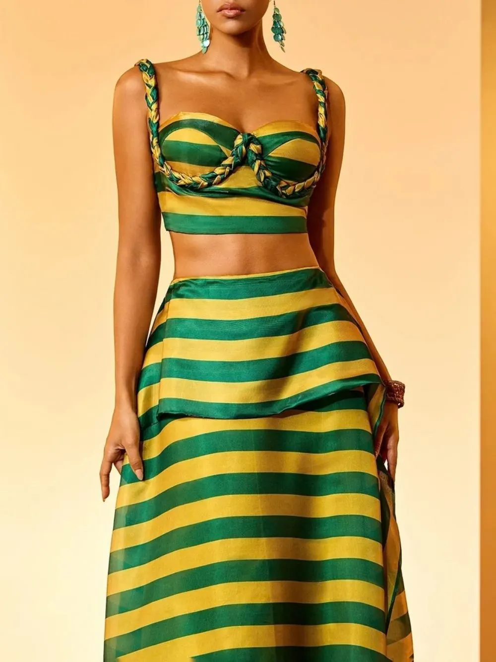 Haloke Weave Stripe Skirt Set - OWNCI Haloke Weave Stripe Skirt Set - OWNCI