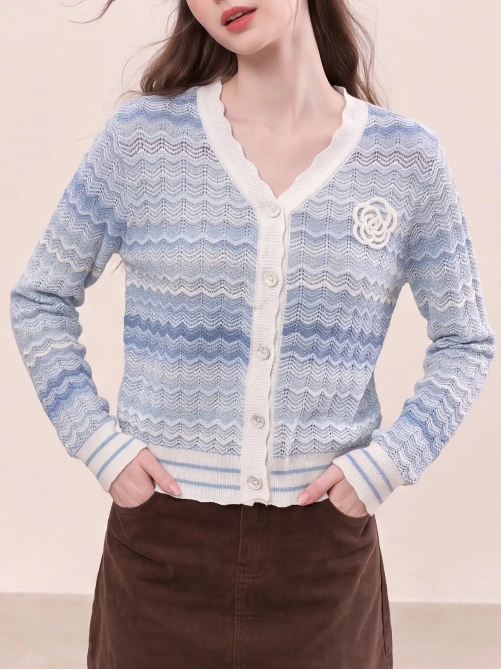 Minnie Blue Stripe Cardigan - OWNCI Minnie Blue Stripe Cardigan - OWNCI