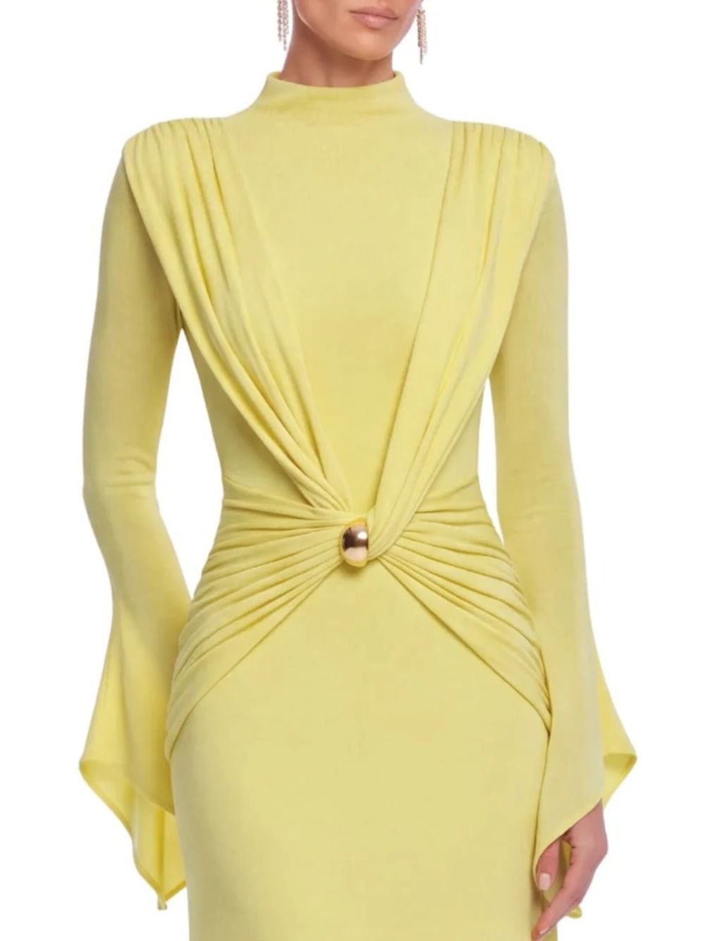Hurevin Flared Sleeve Ruched Maxi Dress - OWNCI Hurevin Flared Sleeve Ruched Maxi Dress - OWNCI