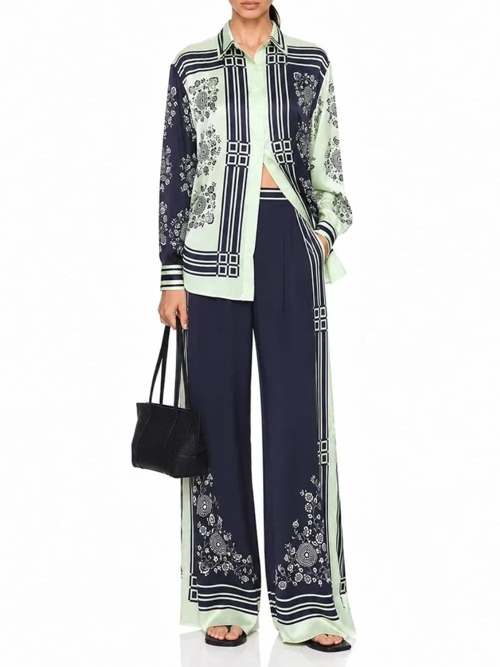 Auvessa Long Sleeve Printed Pants Set - OWNCI