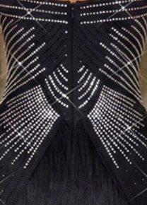 Black Art Deco Beaded Sheath Dress with Tiered Fringe - OWNCI Black Art Deco Beaded Sheath Dress with Tiered Fringe - OWNCI
