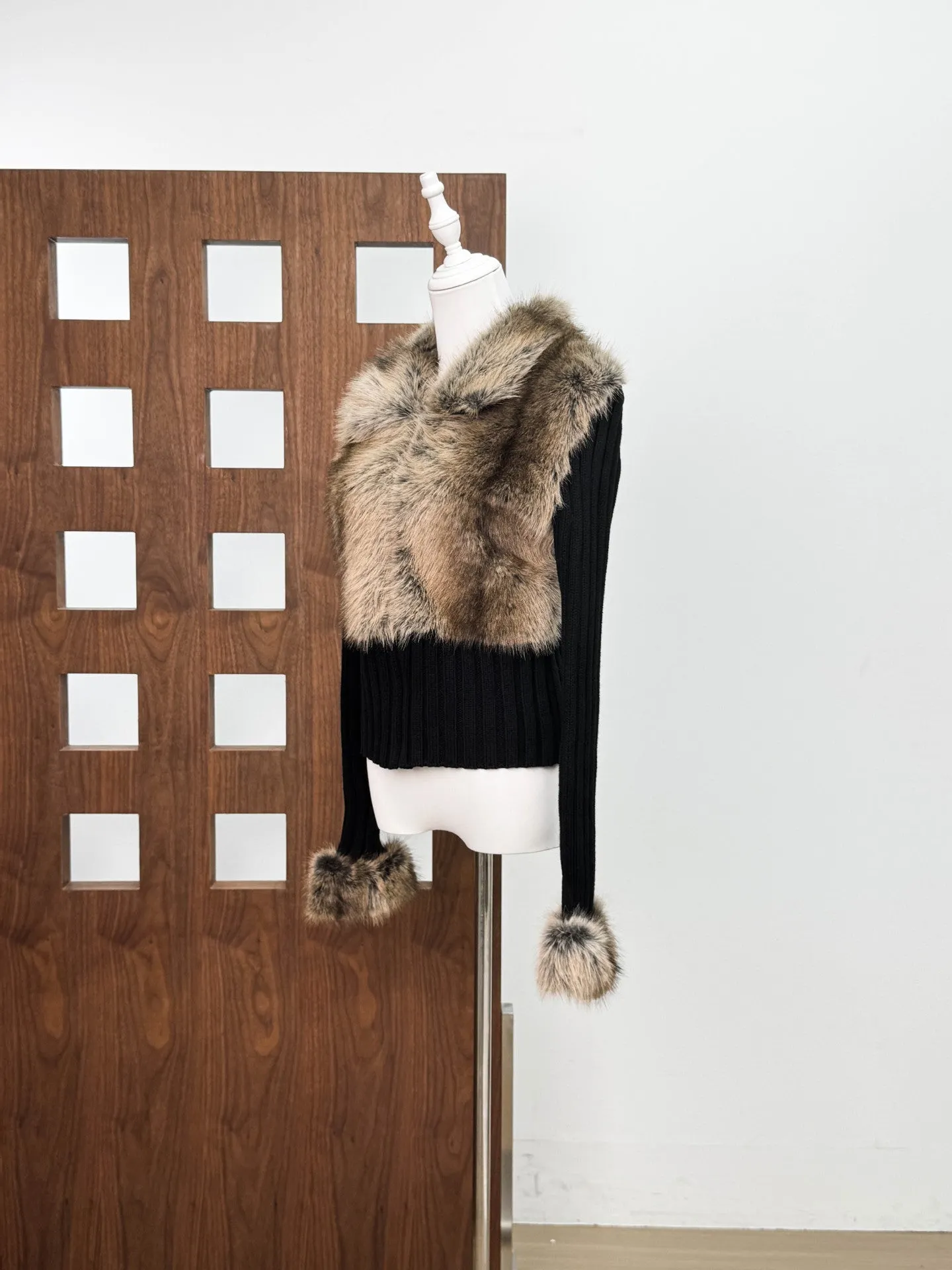 Geraldine Faux Fur Knit Coat - OWNCI Geraldine Faux Fur Knit Coat - OWNCI