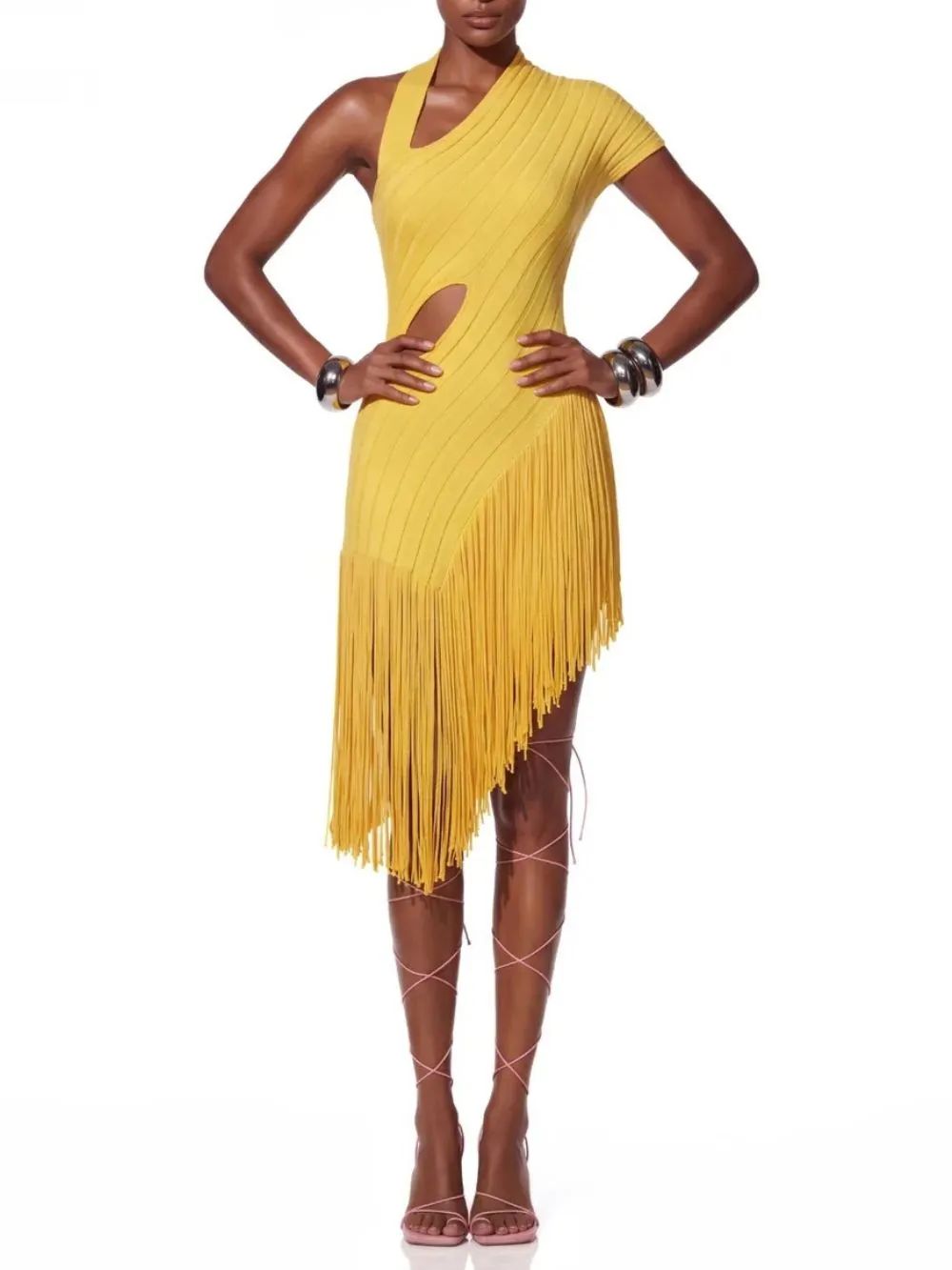 Brelvik Cutout Fringe Mini Dress - OWNCI