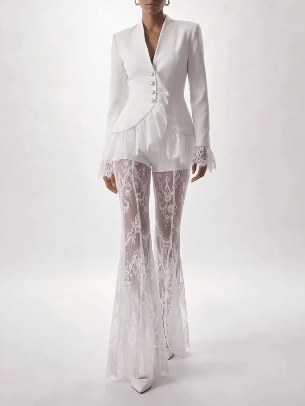 Imselle Lace Flared Pants Set - OWNCI