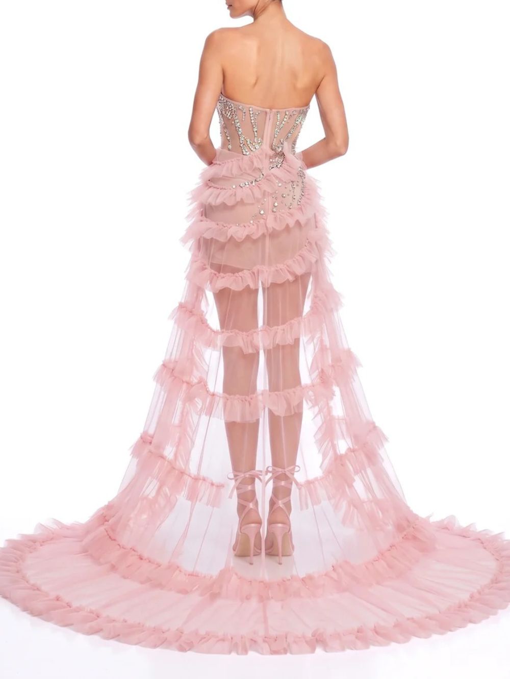 Sorevin Strapless Rhinestone High Low Dress - OWNCI