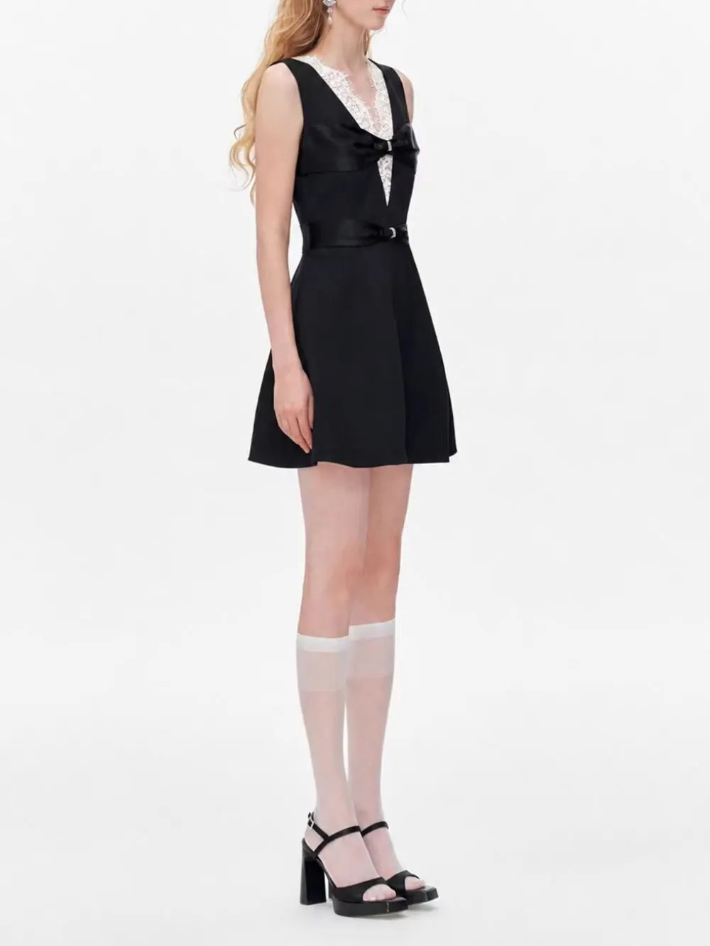 Milena Black Lace Bow Mini Dress - OWNCI Milena Black Lace Bow Mini Dress - OWNCI