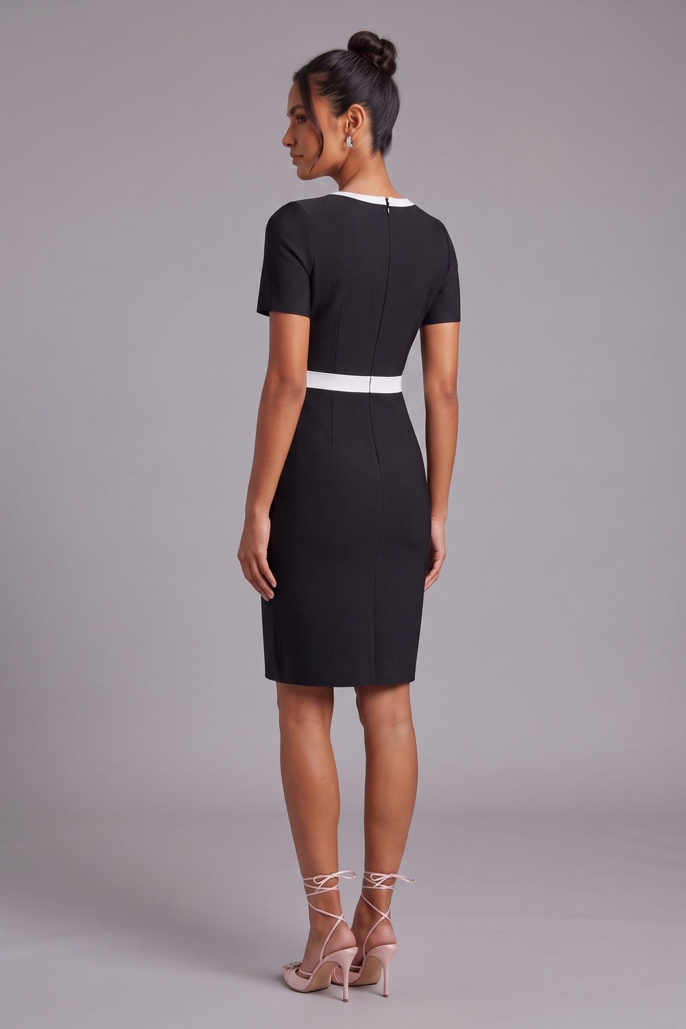 Black Dress with White Contrast Paneling - OWNCI