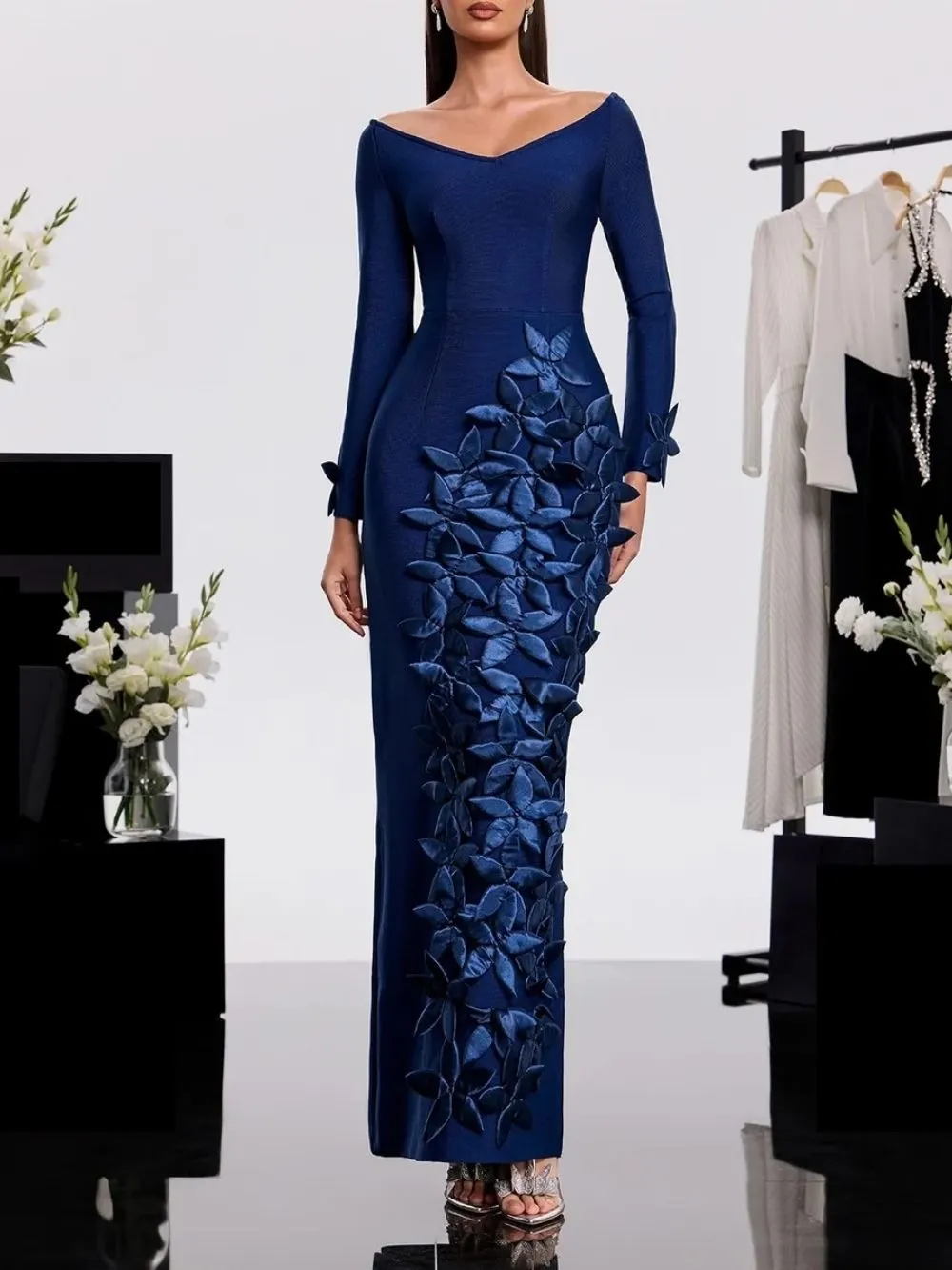 Harita Off Shoulder Flower Bandage Maxi Dress - OWNCI Harita Off Shoulder Flower Bandage Maxi Dress - OWNCI