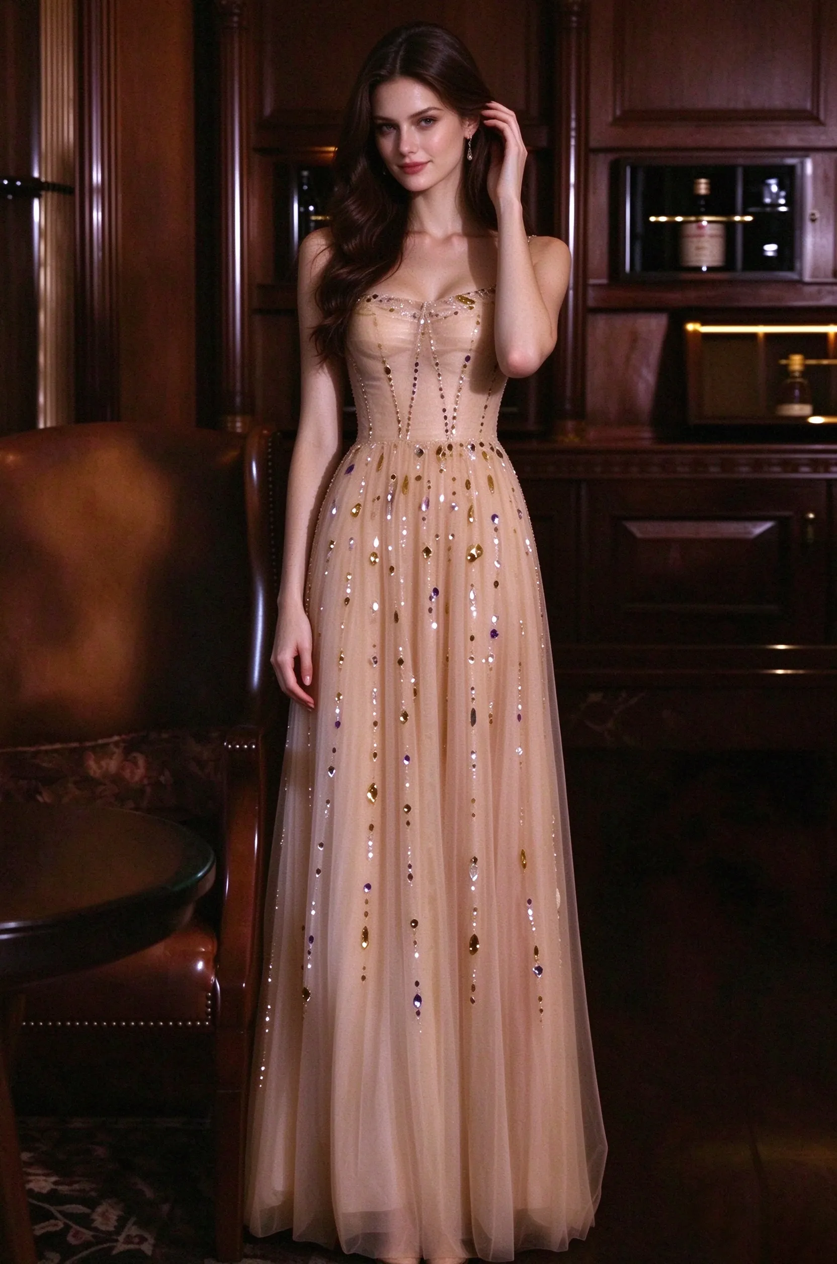 Nicola’s elegant backless halter maxi dress – Champagne - OWNCI Nicola’s elegant backless halter maxi dress – Champagne - OWNCI