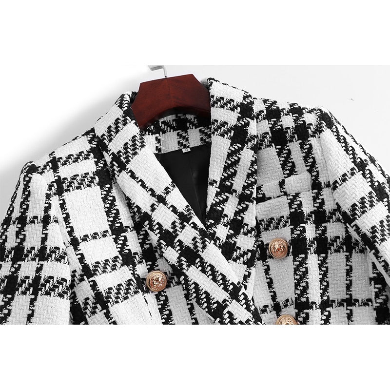 Quintina Black White Plaid Blazer - OWNCI Quintina Black White Plaid Blazer - OWNCI