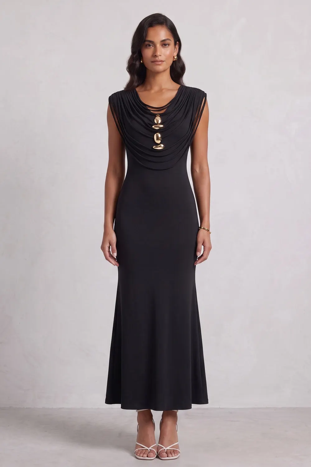Black Stretchy Jersey Knit Mermaid Dress - OWNCI Black Stretchy Jersey Knit Mermaid Dress - OWNCI