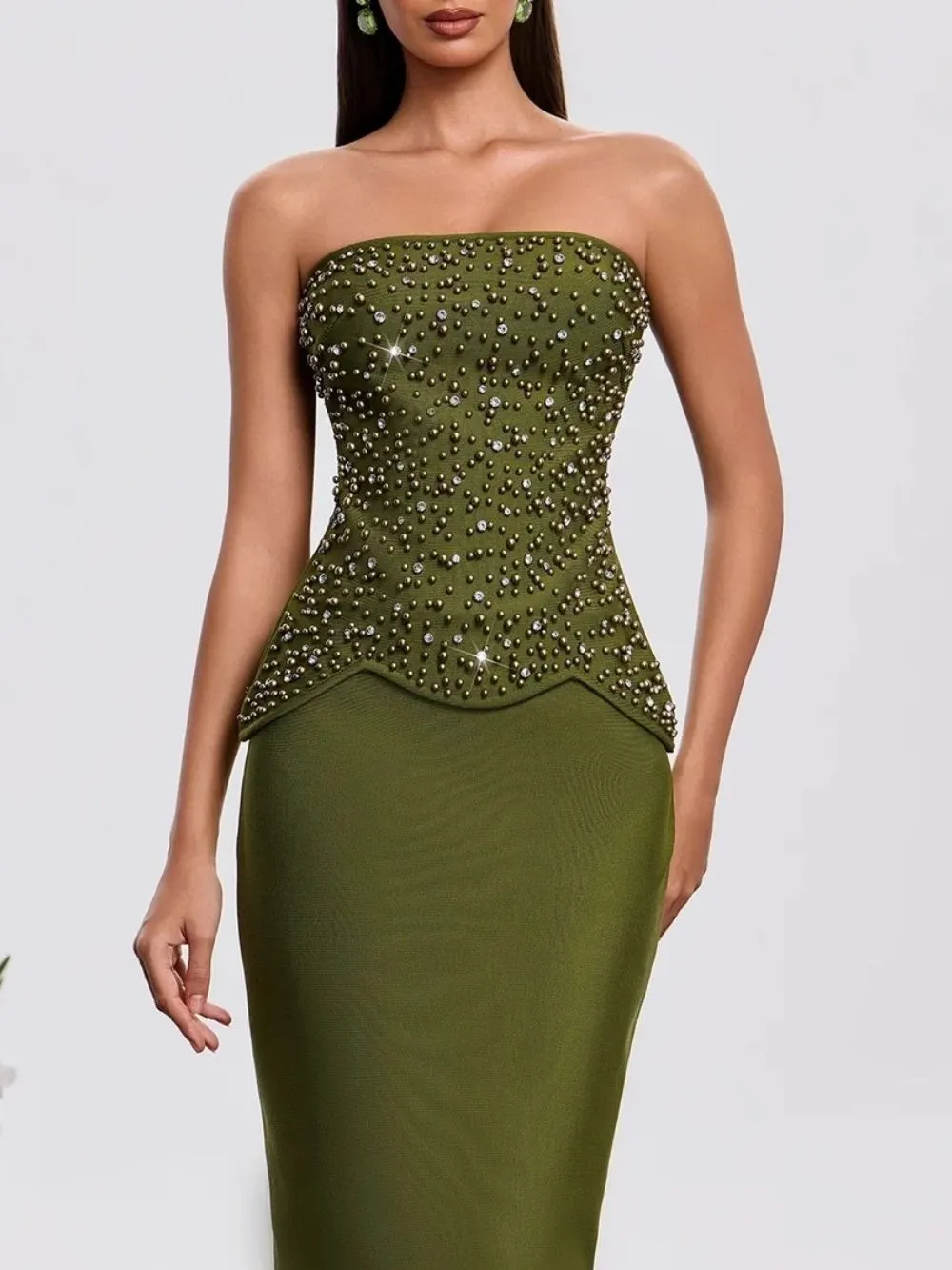 Haruko Strapless Rhinestone Bandage Dress Set - OWNCI Haruko Strapless Rhinestone Bandage Dress Set - OWNCI