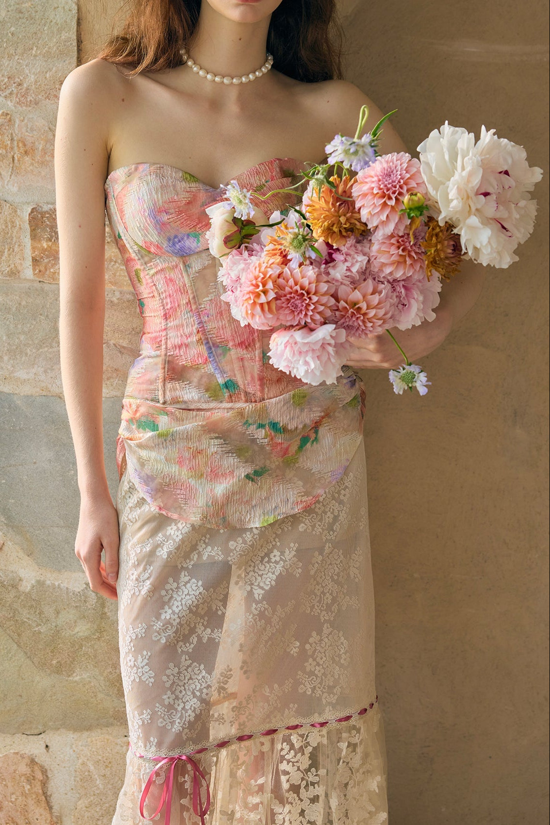 Florence Floral Mirror Corset Skirt Set - OWNCI