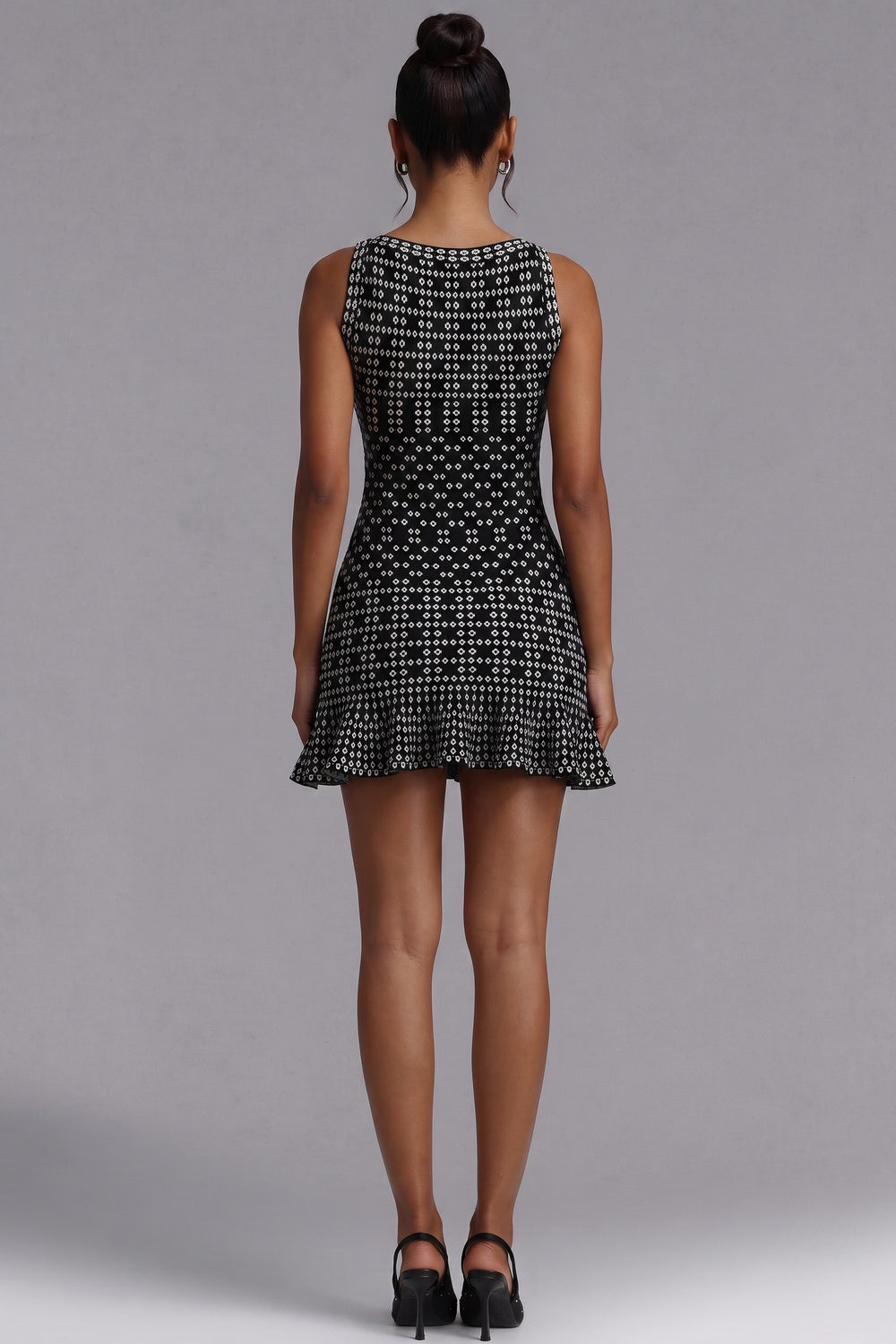 Black Jacquard Knit Fit-And-Flare Dress - OWNCI