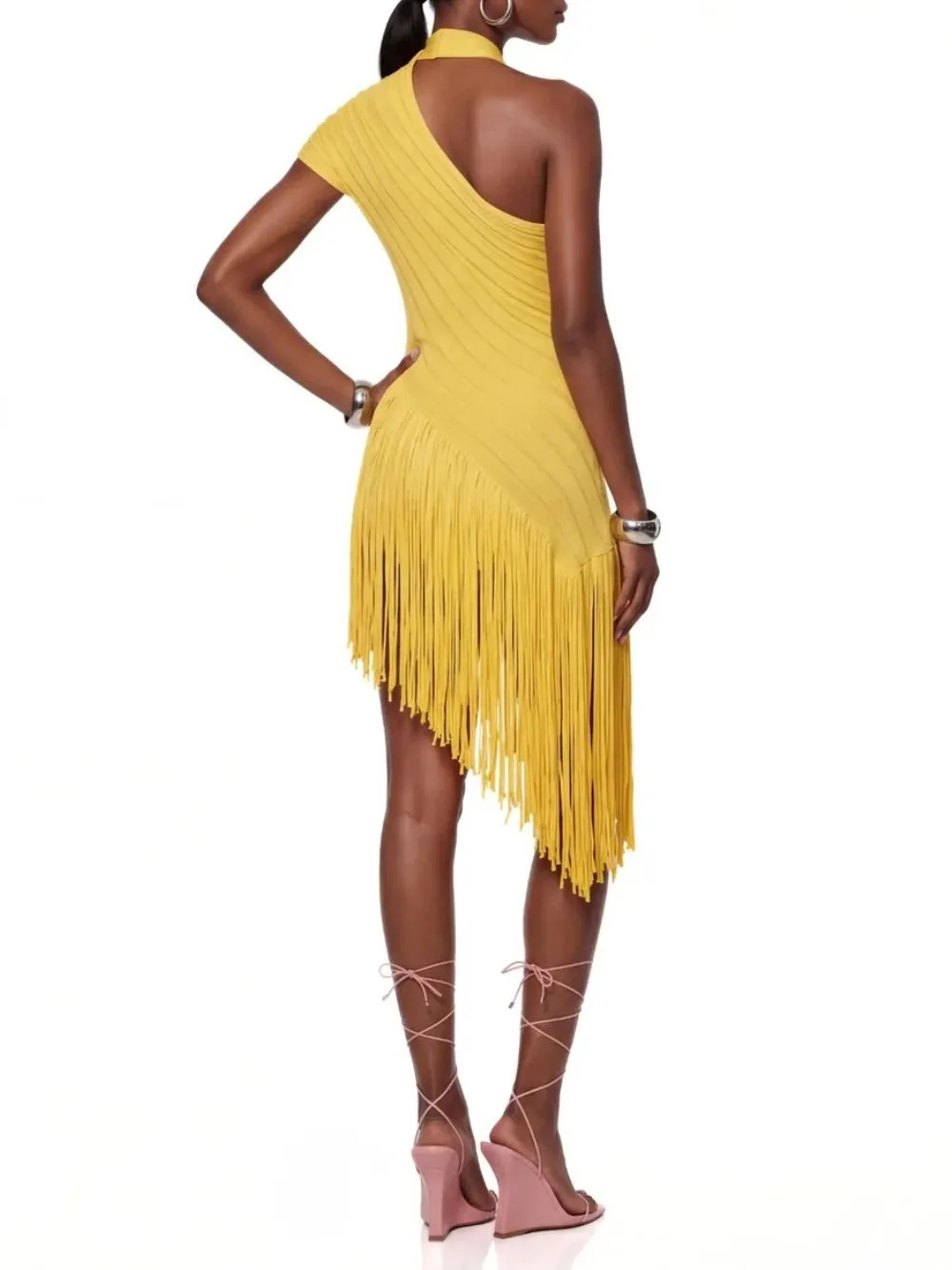 Brelvik Cutout Fringe Mini Dress - OWNCI