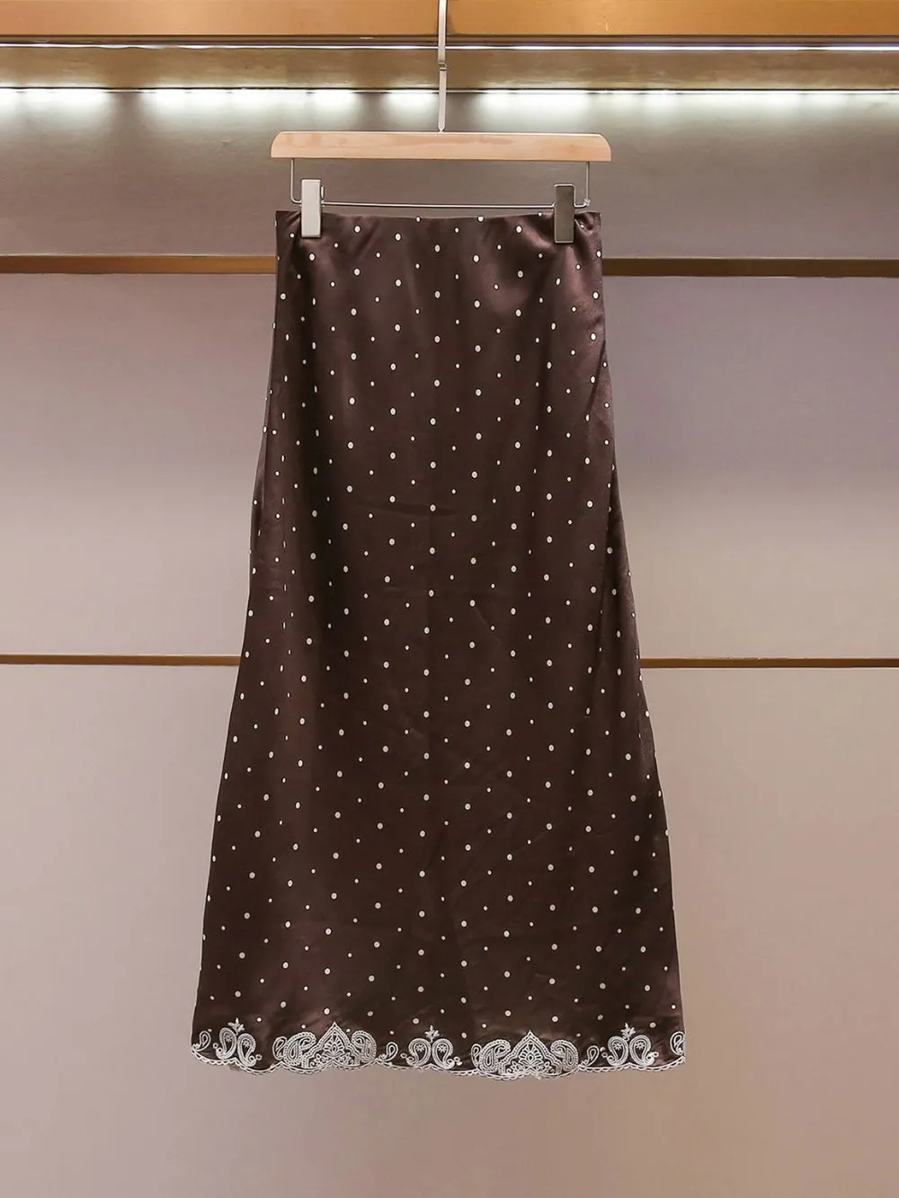 Minah Polka Dot Satin A-line Skirt - OWNCI Minah Polka Dot Satin A-line Skirt - OWNCI