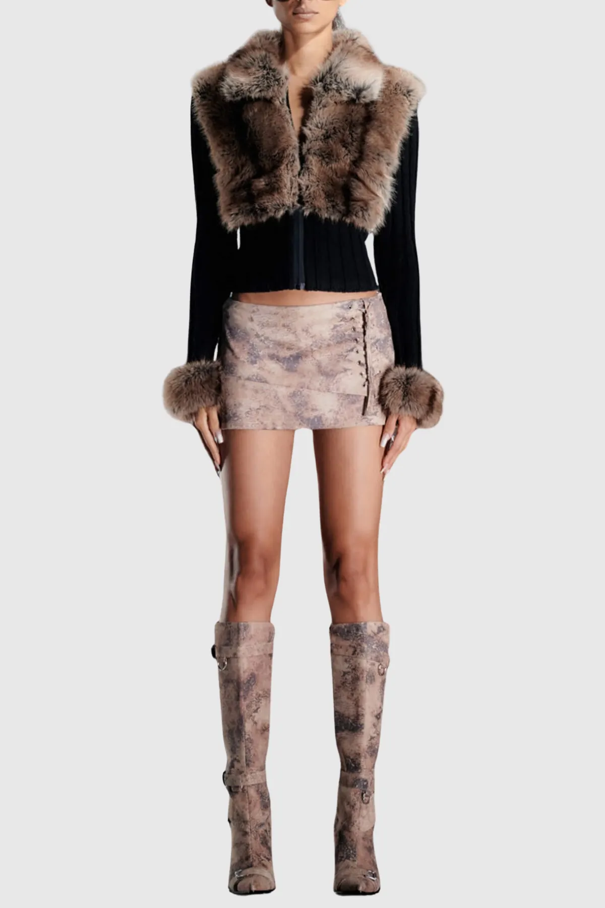 Geraldine Faux Fur Knit Coat - OWNCI Geraldine Faux Fur Knit Coat - OWNCI