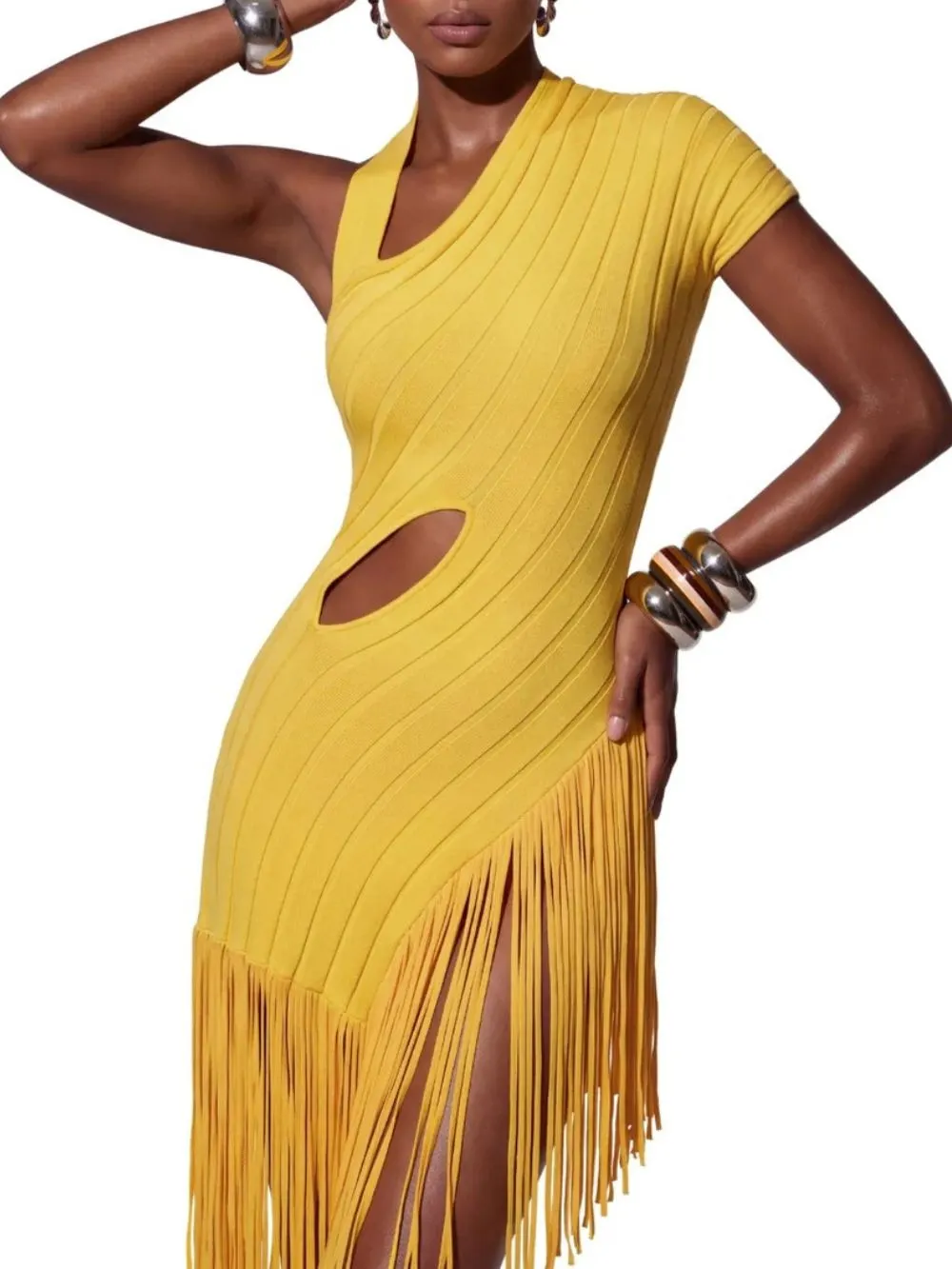 Brelvik Cutout Fringe Mini Dress - OWNCI