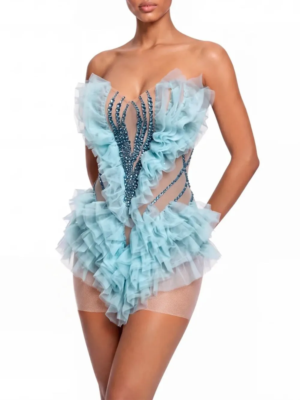 Zadrine Strapless Rhinestone Mini Dress - OWNCI Zadrine Strapless Rhinestone Mini Dress - OWNCI