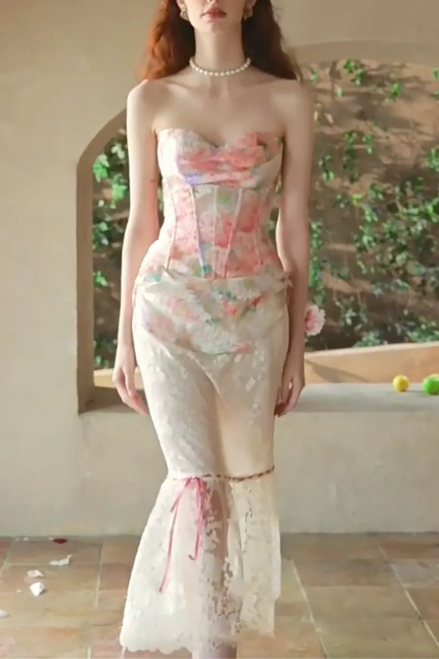 Florence Floral Mirror Corset Skirt Set - OWNCI