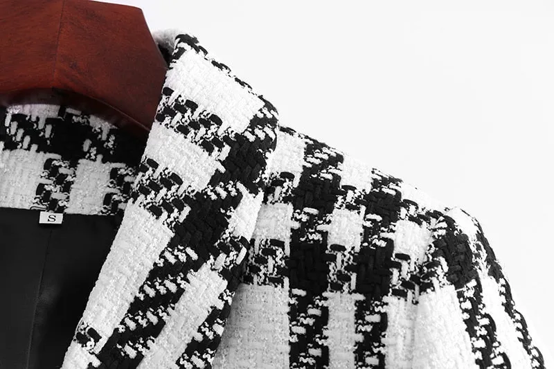 Quintina Black White Plaid Blazer - OWNCI Quintina Black White Plaid Blazer - OWNCI