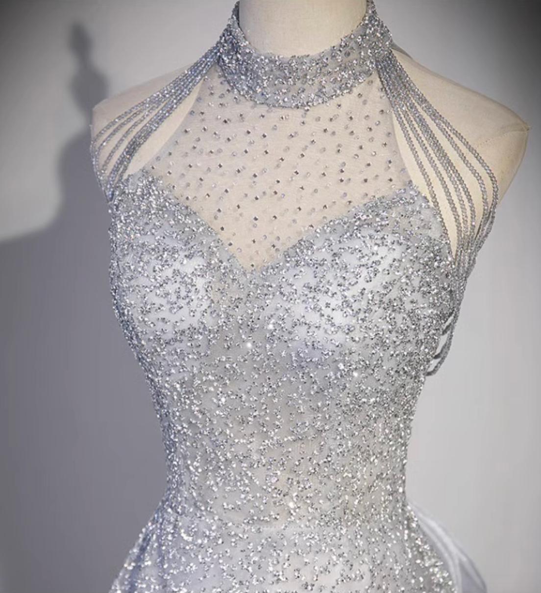 Silver Tulle A-Line Evening Gown - OWNCI Silver Tulle A-Line Evening Gown - OWNCI