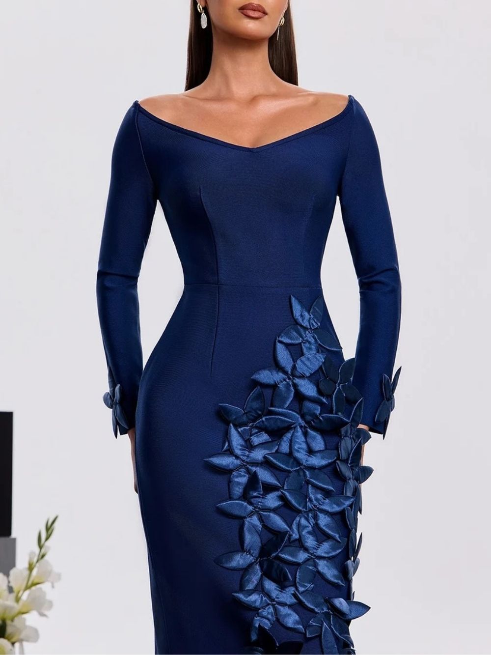 Harita Off Shoulder Flower Bandage Maxi Dress - OWNCI
