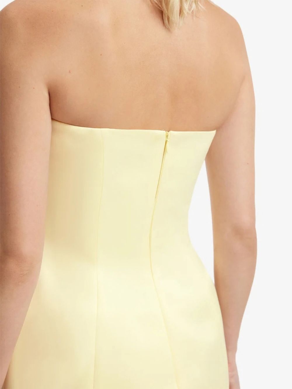 Michal Yellow Strapless Flower Mini Dress - OWNCI