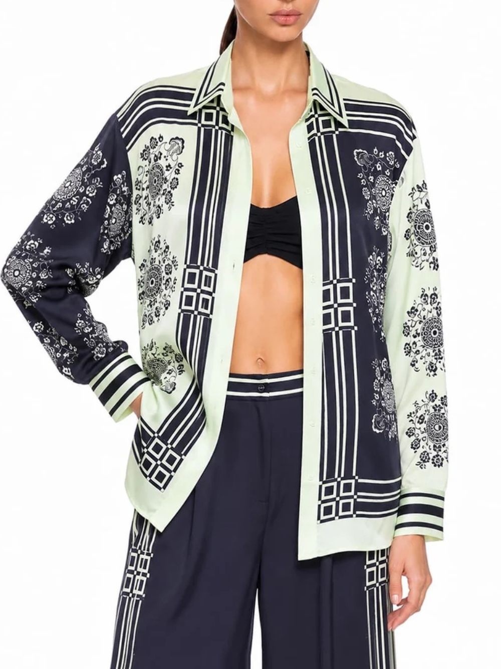 Auvessa Long Sleeve Printed Pants Set - OWNCI Auvessa Long Sleeve Printed Pants Set - OWNCI