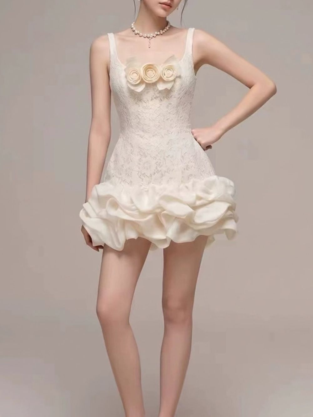 Michelina Flower Lace Mini Dress - OWNCI