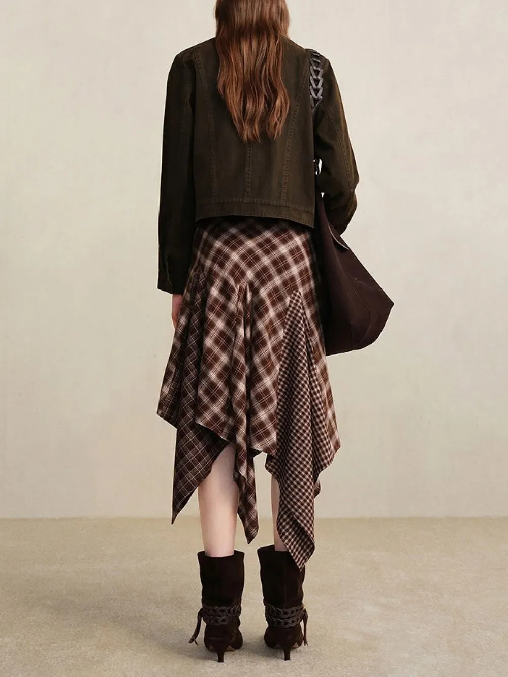 Mili Checkered Patchwork Skirt - OWNCI Mili Checkered Patchwork Skirt - OWNCI
