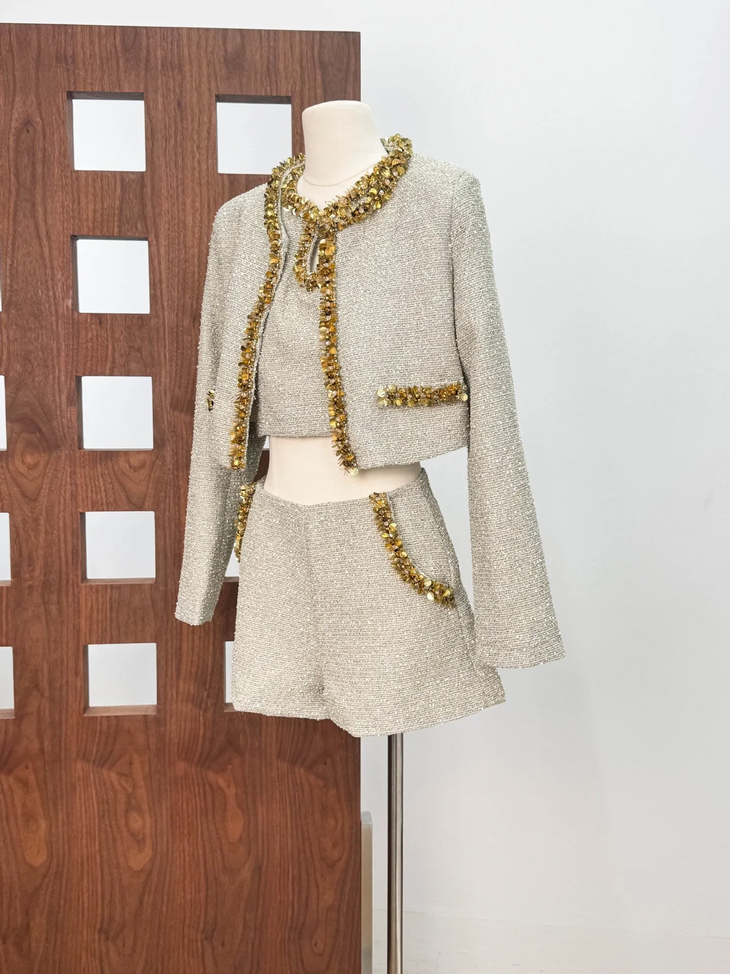 Evangeline Sequin Jacket In Apricot - OWNCI Evangeline Sequin Jacket In Apricot - OWNCI