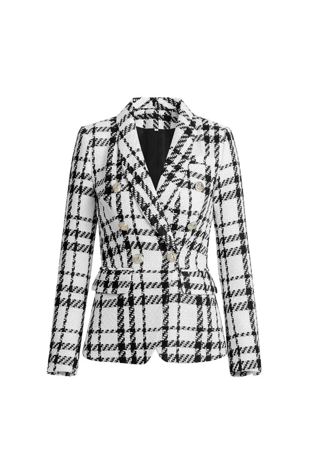 Quintina Black White Plaid Blazer - OWNCI Quintina Black White Plaid Blazer - OWNCI