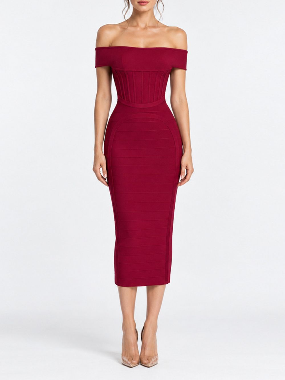 Moria Off-Shoulder Bandage Midi Dress - OWNCI Moria Off-Shoulder Bandage Midi Dress - OWNCI