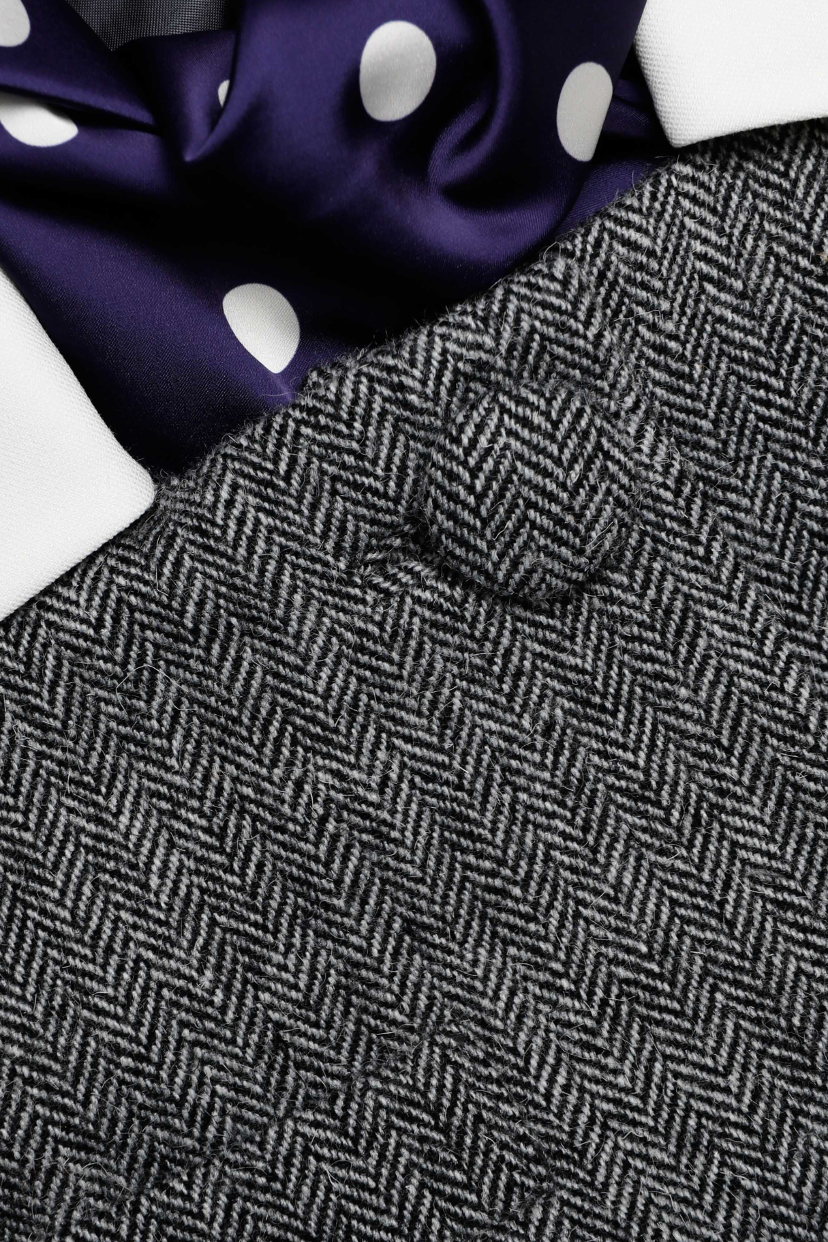 Euryda Herringbone Polka Dot Scarf Jacket - OWNCI Euryda Herringbone Polka Dot Scarf Jacket - OWNCI
