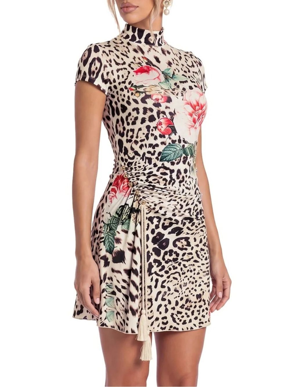 Amdora Leopard Floral Mini Dress - OWNCI Amdora Leopard Floral Mini Dress - OWNCI