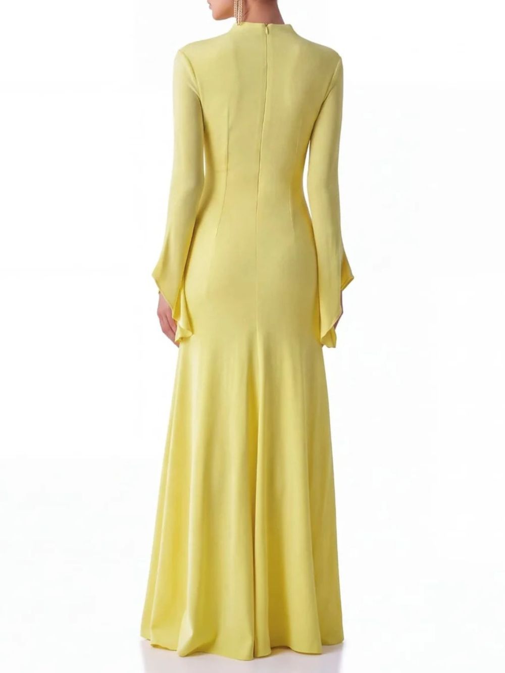Hurevin Flared Sleeve Ruched Maxi Dress - OWNCI