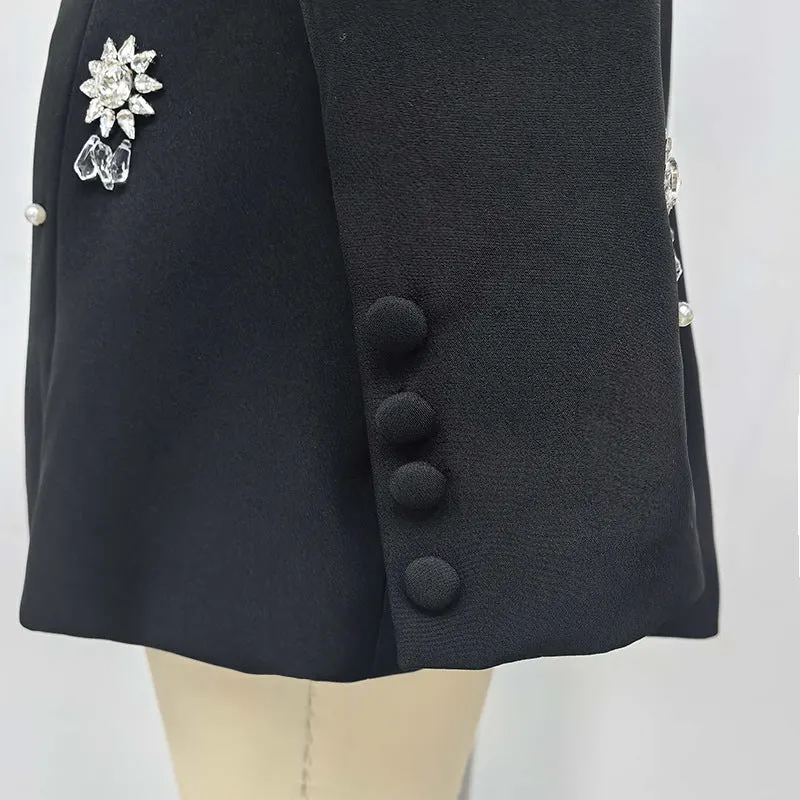 Vivien Crystal Embellished Blazer In Black - OWNCI Vivien Crystal Embellished Blazer In Black - OWNCI