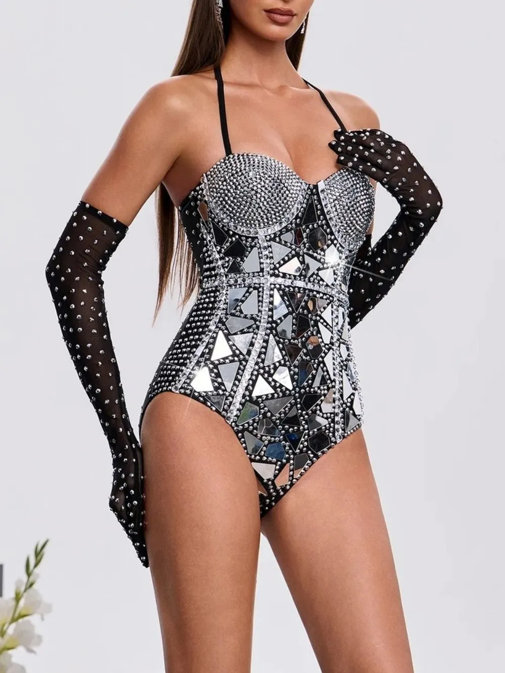 Nardex Rhinestone Sequin Bodysuit - OWNCI Nardex Rhinestone Sequin Bodysuit - OWNCI